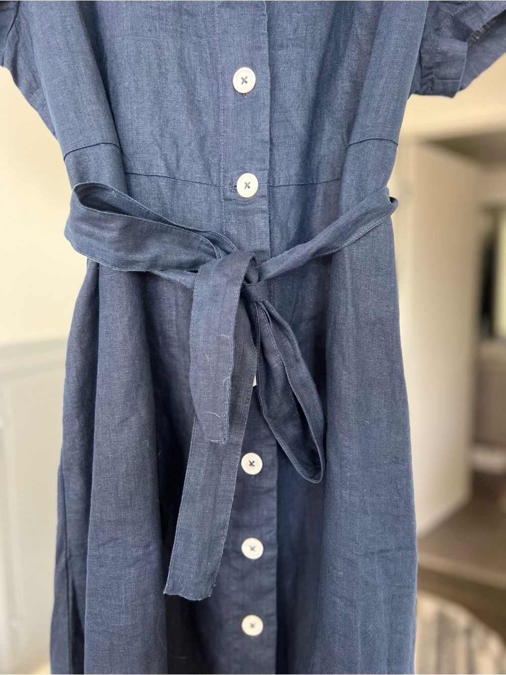 Quince 100% European Linen Button Front Dress Deep Navy Sz XL NEW WITH TAGS - Picture 5 of 13